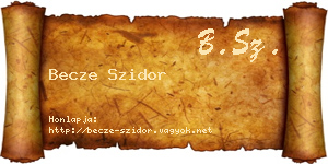 Becze Szidor névjegykártya